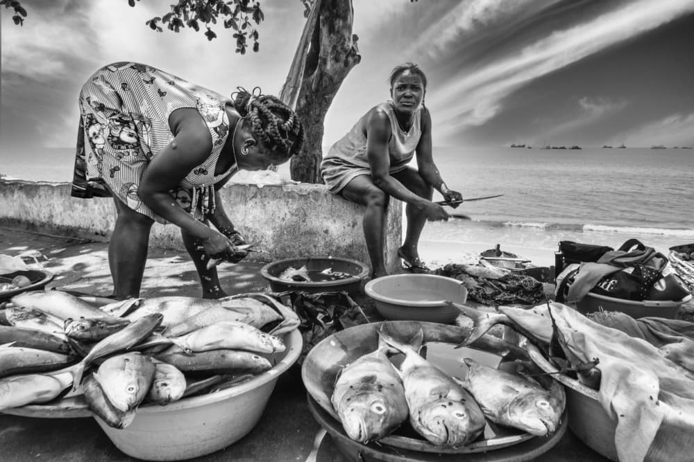 Coastal Fish Market Women by José Manuel cruz — canvas wall art
