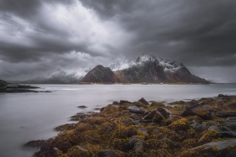Moody Nordic Mountains by joanaduenas — canvas wall art