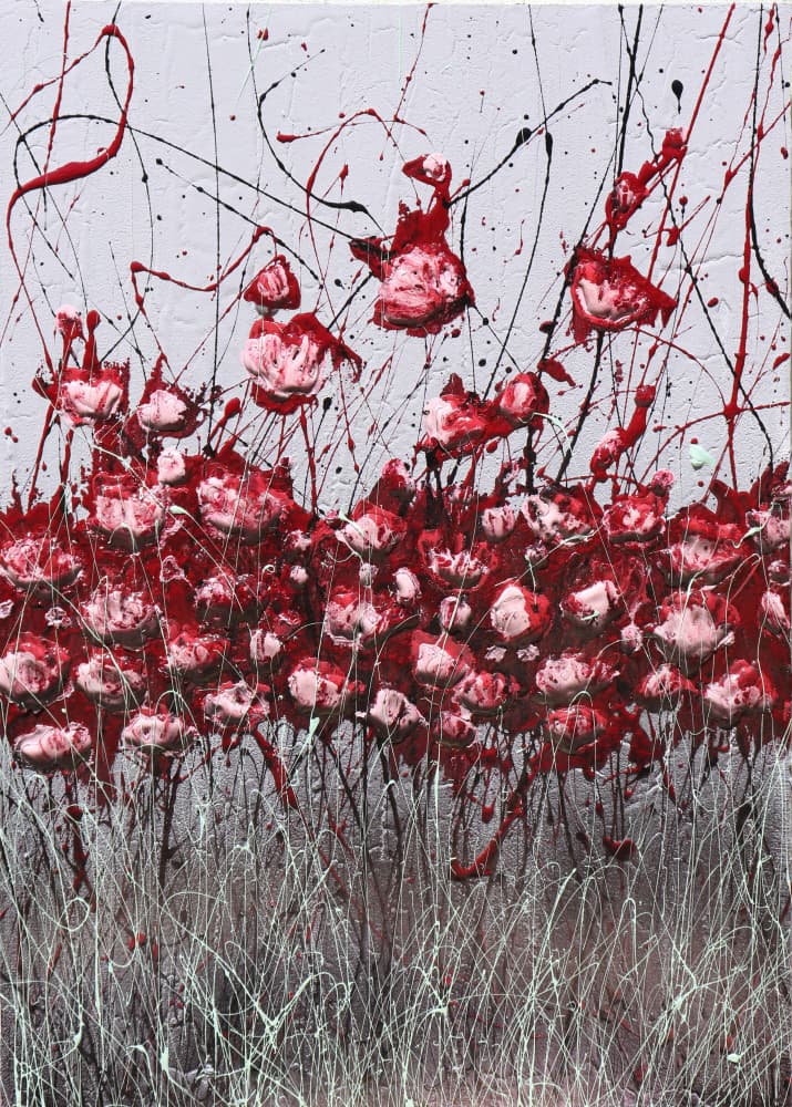 Abstract Red Flowers by Donatella Marraoni — canvas wall art