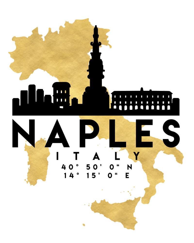Naples Italy Golden Map by Emiliano Deificus — canvas wall art