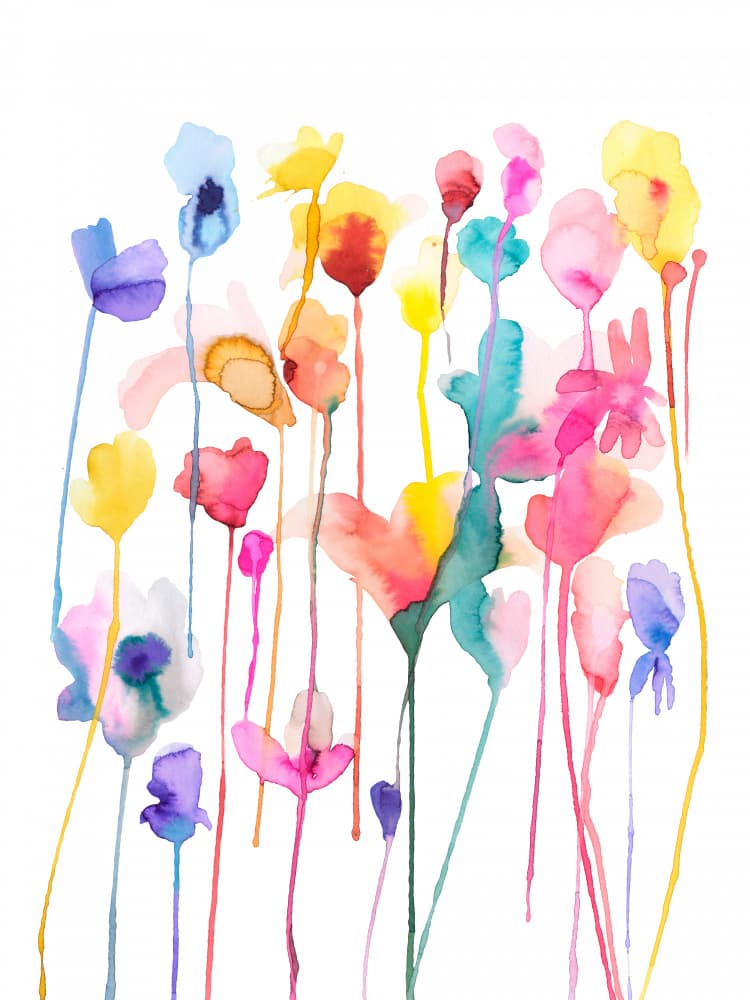 Colorful Watercolor Flowers by Ninola Design — canvas wall art