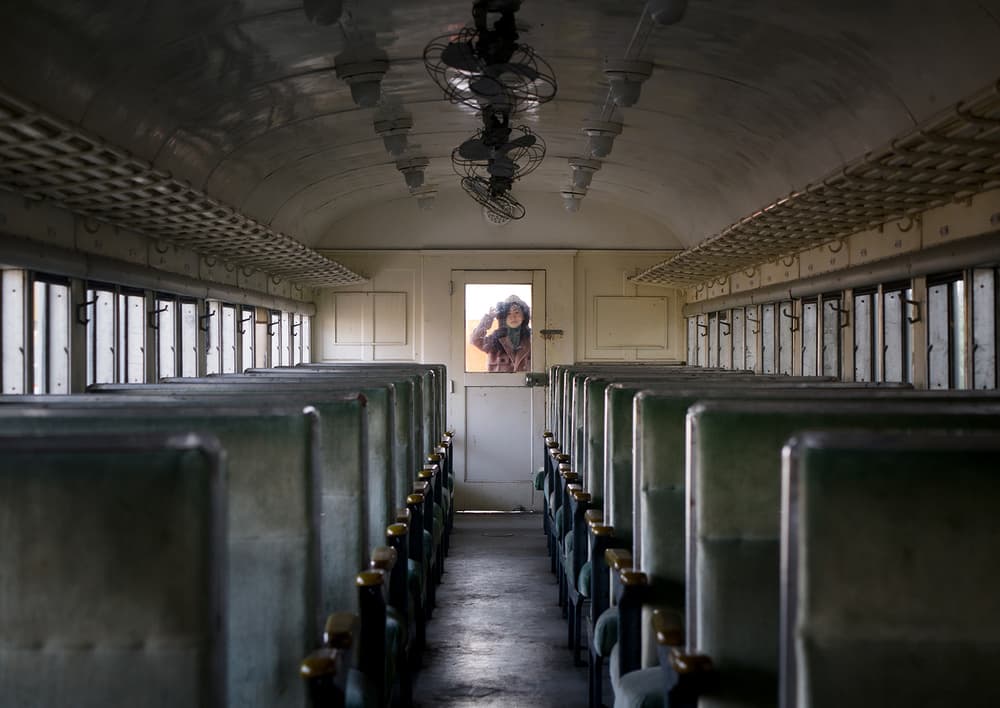 Woman on Vintage Train by HAN dong hee — canvas wall art