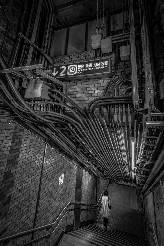 Tokyo Subway Descent by Atsushi Inamura — canvas wall art