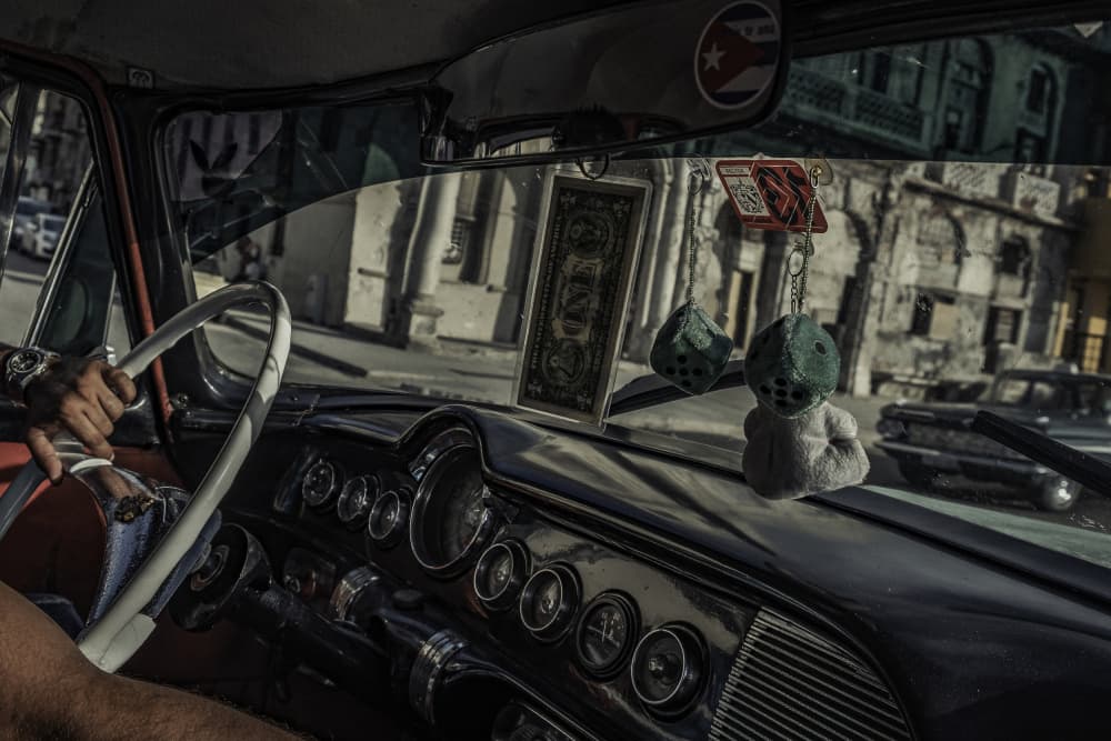 Driver's Classic Car View by Andy Bauer — canvas wall art