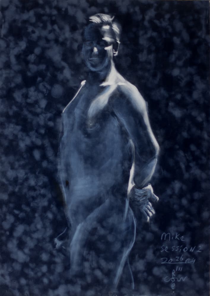 Dramatic Blue Male Figure by Corné Akkers — canvas wall art