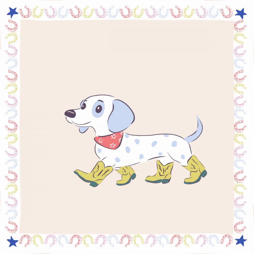 Cowboy Dog In Boots by Radhika Modi — canvas wall art