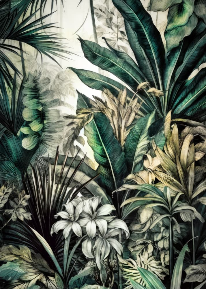 Lush Tropical Foliage by Justyna Jaszke — canvas wall art