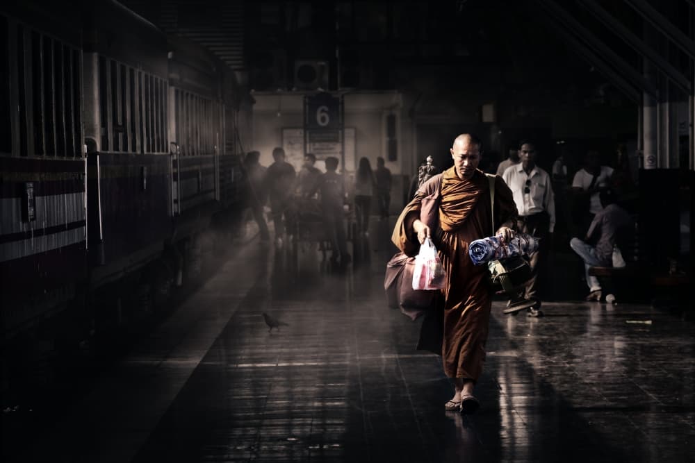 Monk's Journey Light by Anuchit Sundarakiti — canvas wall art