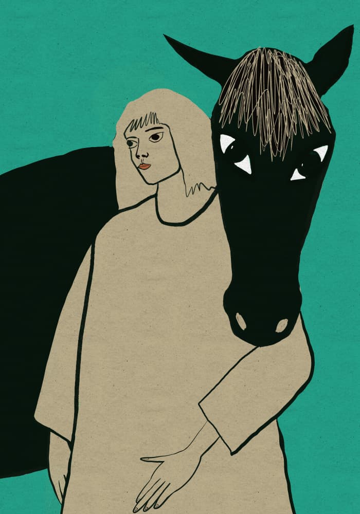 Woman and Her Horse by Sharyn Bursic — canvas wall art