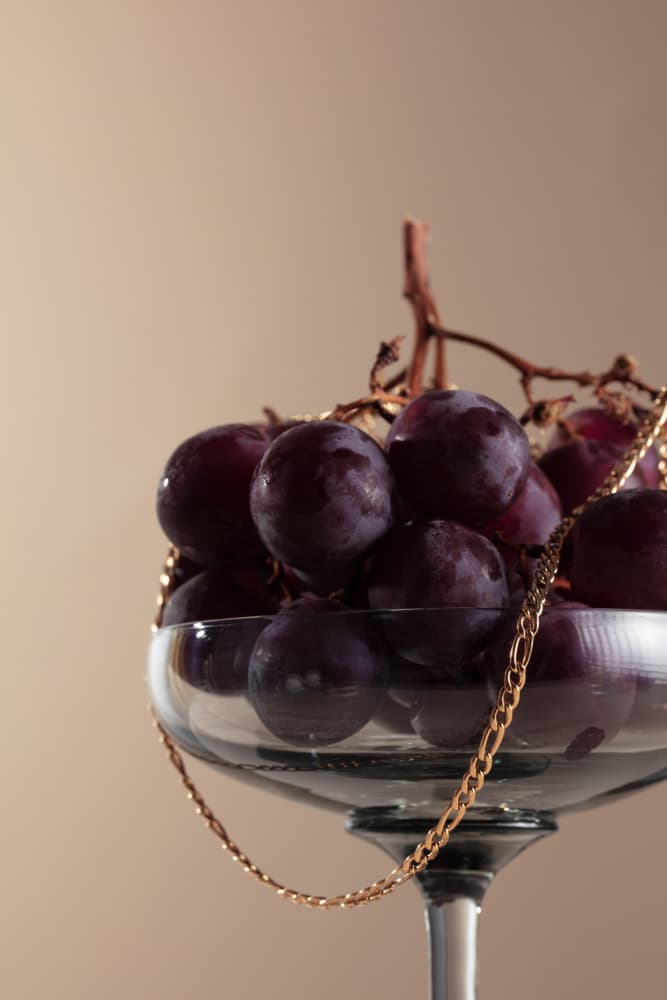 Luxury Grapes Gold Chain by Julia Ramiro — canvas wall art