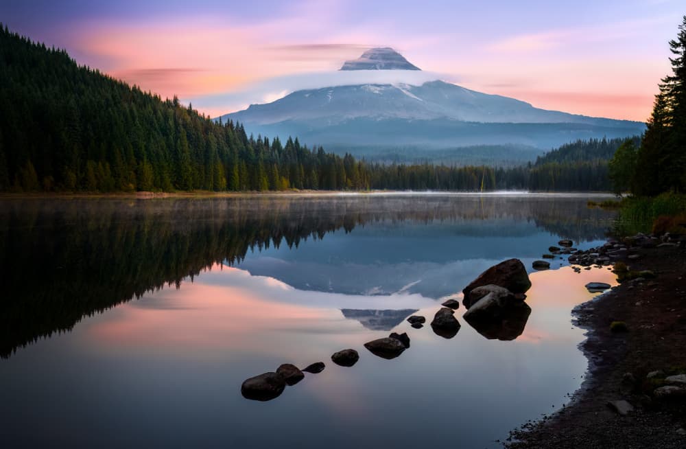Serene Mountain Lake Reflection by Kenneth-Wei Zeng — canvas wall art