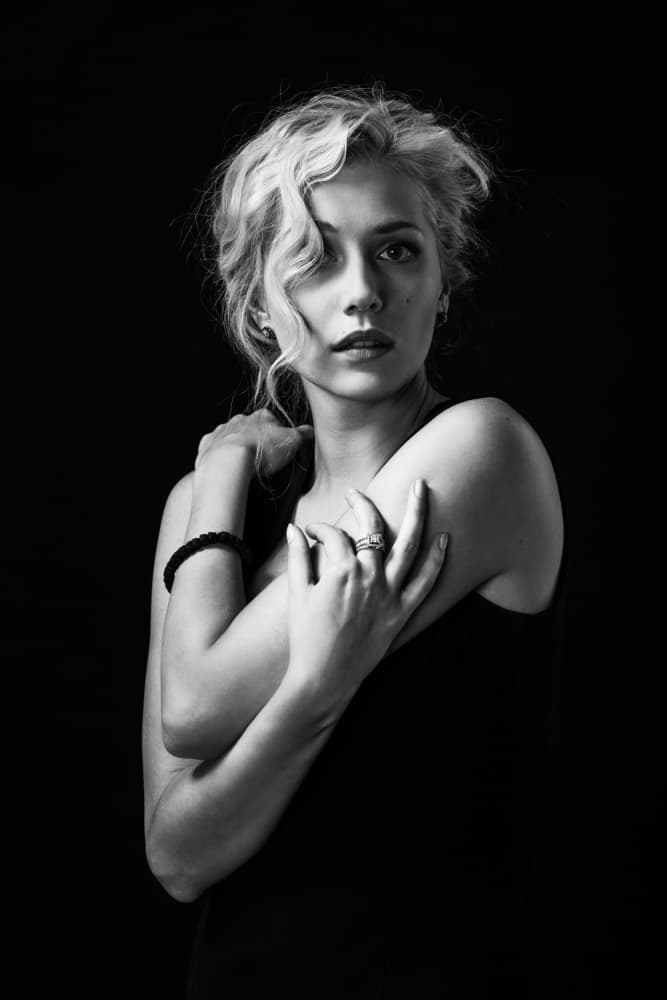 Captivating Blonde Gaze by Photographer — canvas wall art