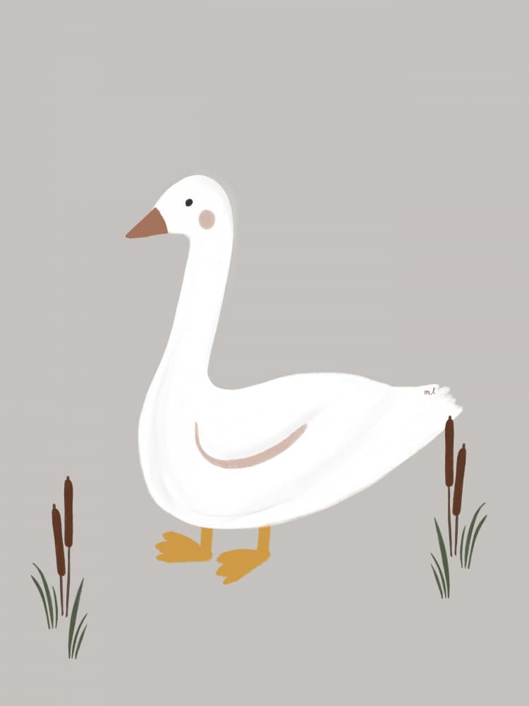 Minimalist White Goose by Menina Lisboa — canvas wall art