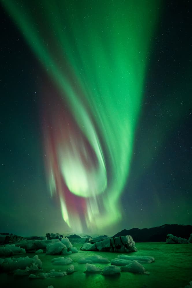 Green Aurora Ice Lagoon by David Martin Castan — canvas wall art