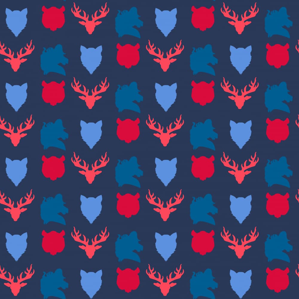 Red Blue Animal Pattern by Marika Barsrsind — canvas wall art
