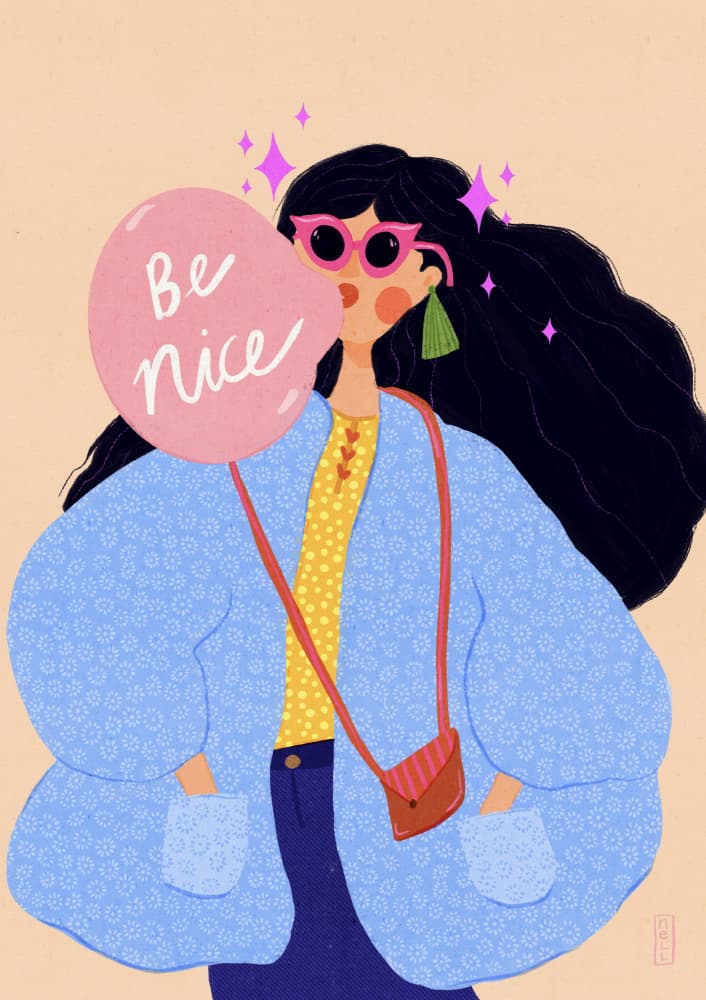 Be Nice Bubblegum Girl by Dirkie Nell — canvas wall art