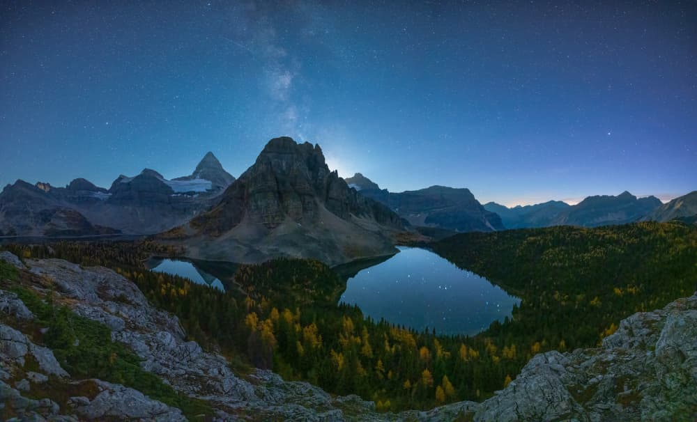Starry Night Mountain Lake by Tony Xu — canvas wall art