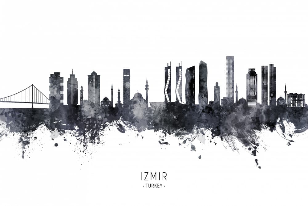 Watercolor Izmir Skyline by Michael Tompsett — canvas wall art