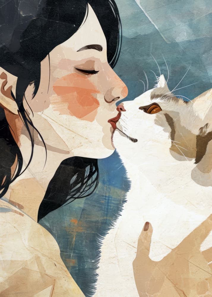 Sweet Feline Kiss by Justyna Jaszke — canvas wall art