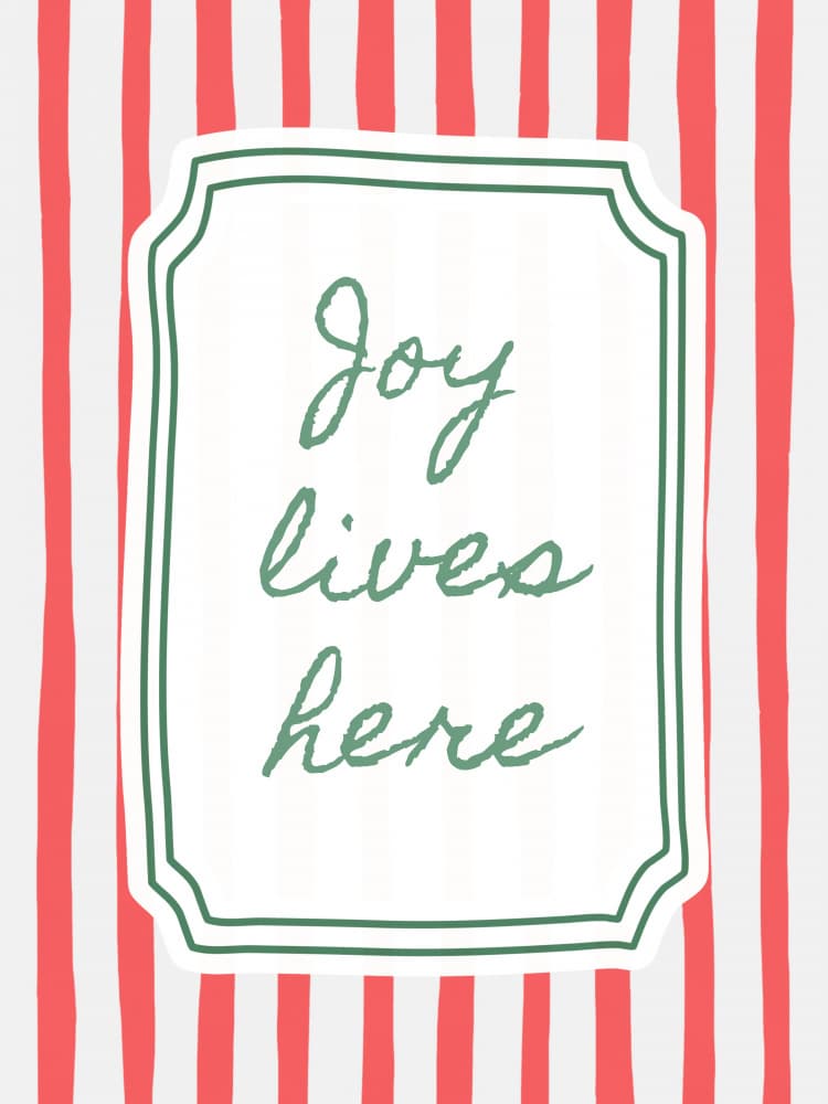 Joy Lives Here Quote by Jolly and Dash — canvas wall art