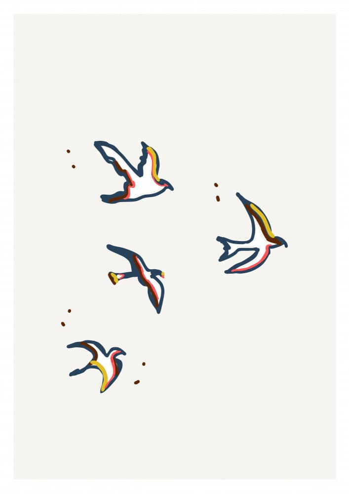Colorful Birds in Flight by ART of living — canvas wall art