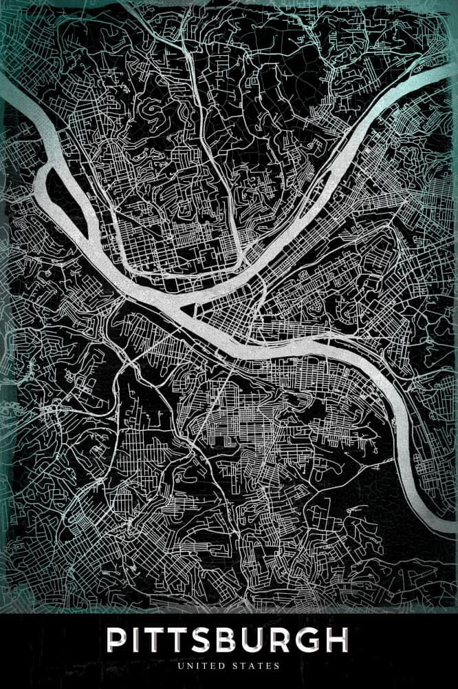 Modern Pittsburgh City Map by StudioSix — canvas wall art
