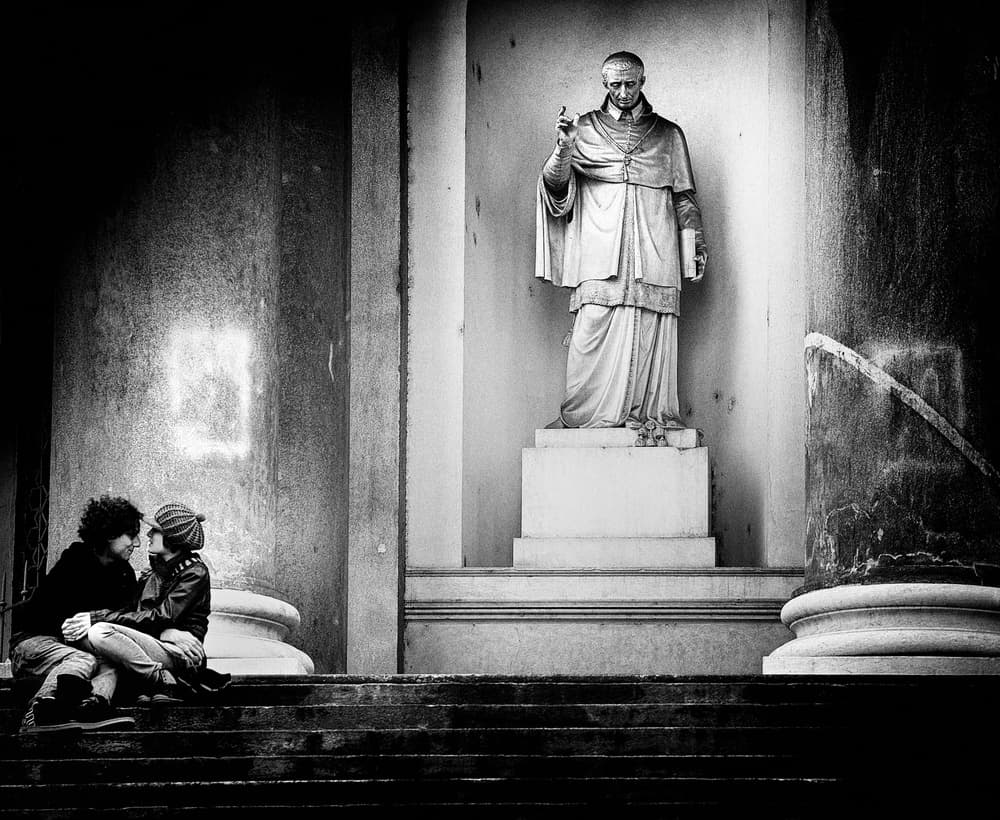 Intimate Moment by Statue by Claudio Moretti — canvas wall art