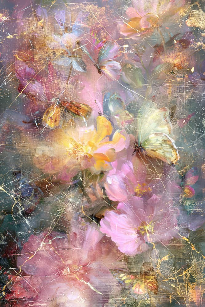 Dreamy Floral Butterflies by Rafal Kulik — canvas wall art