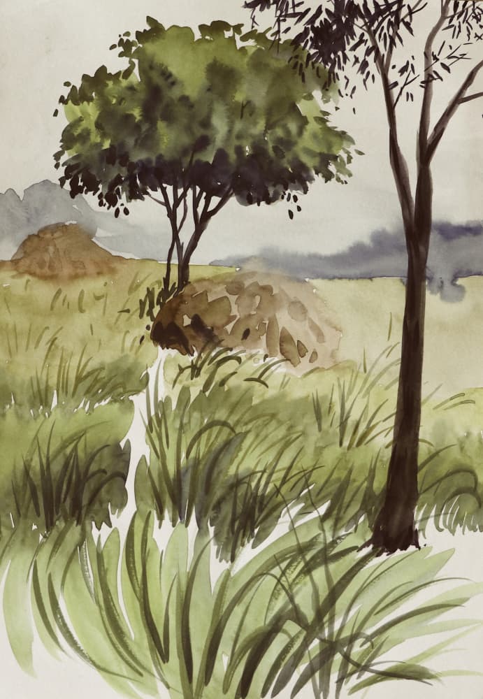 Peaceful Green Fields by Santhosh ch — canvas wall art