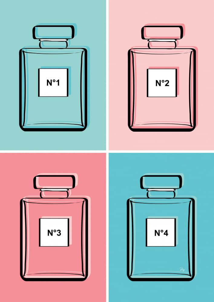 Chic Fragrance Bottles by Martina — canvas wall art