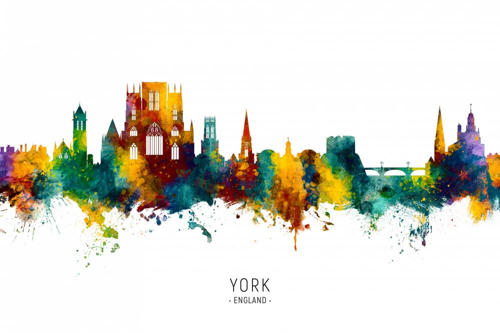 Colorful York Skyline by Michael Tompsett — canvas wall art