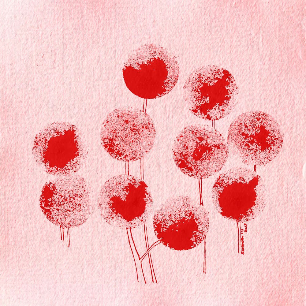 Abstract Red Blooms by Santhosh ch — canvas wall art