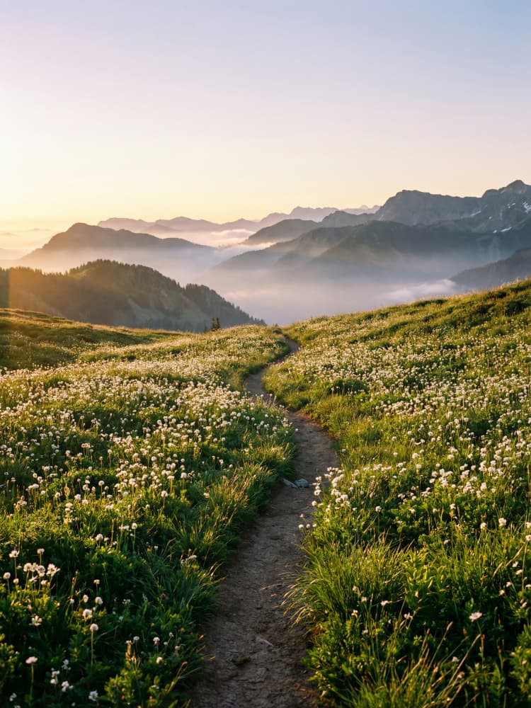 Sunrise Mountain Wildflowers by Andreas Magnusson — canvas wall art