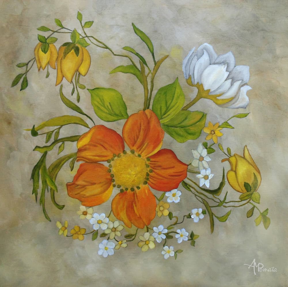 Vintage Floral Bouquet by Angeles M. Pomata — canvas wall art