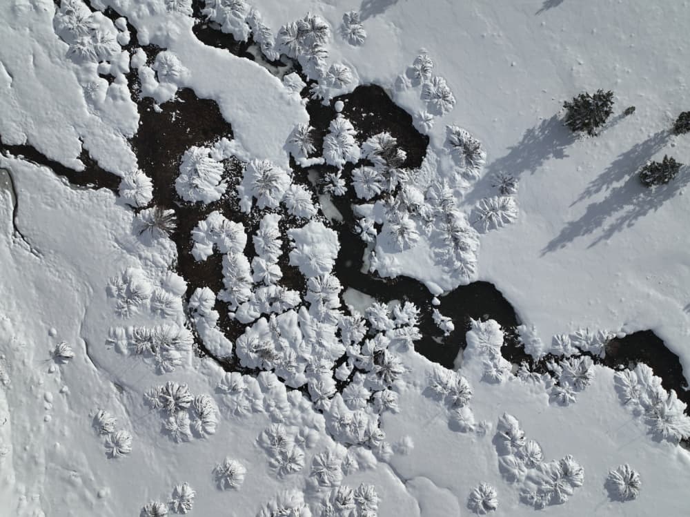 Aerial Winter Stream by Rob Darby — canvas wall art