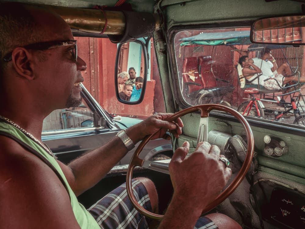Cuban Driver's View by Andy Bauer — canvas wall art