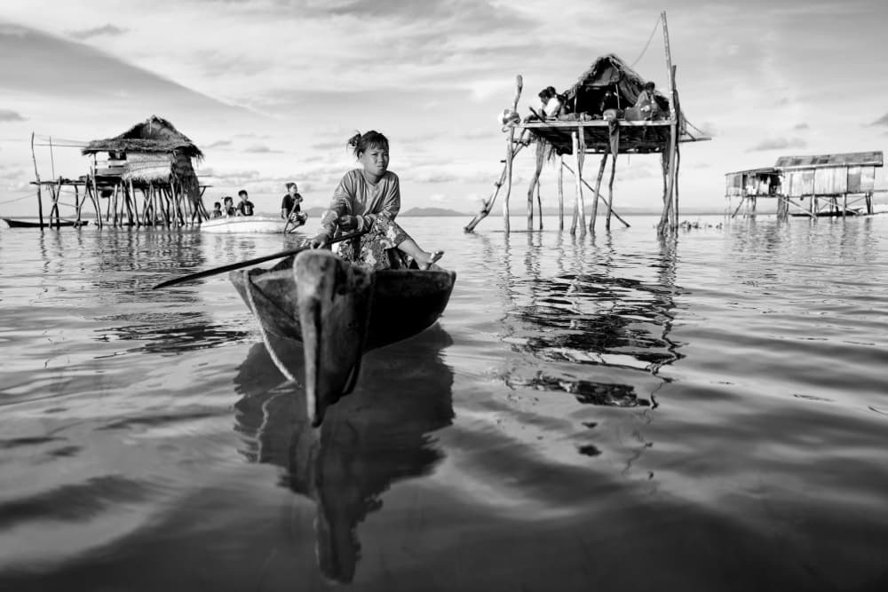 Serene Floating Village by Kieron Long — canvas wall art