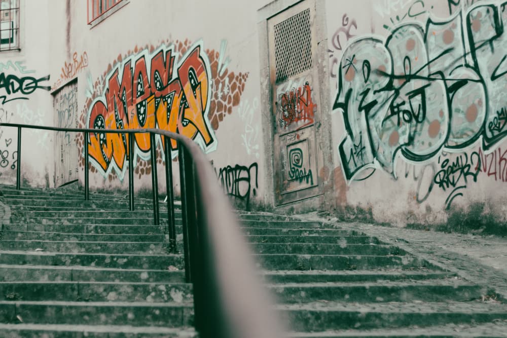 Colorful Urban Graffiti Stairs by Aimee Giles — canvas wall art