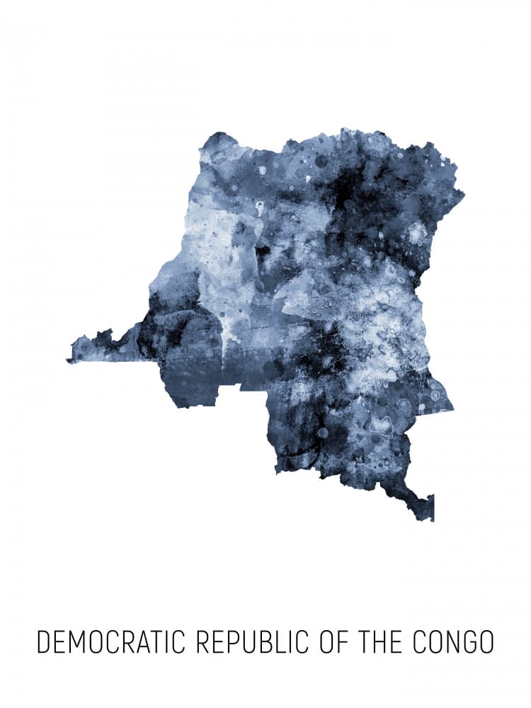 Democratic Republic of the Congo Map by Michael Tompsett — canvas wall art
