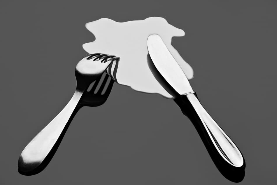 Spilled White Utensils by Gert Lavsen — canvas wall art