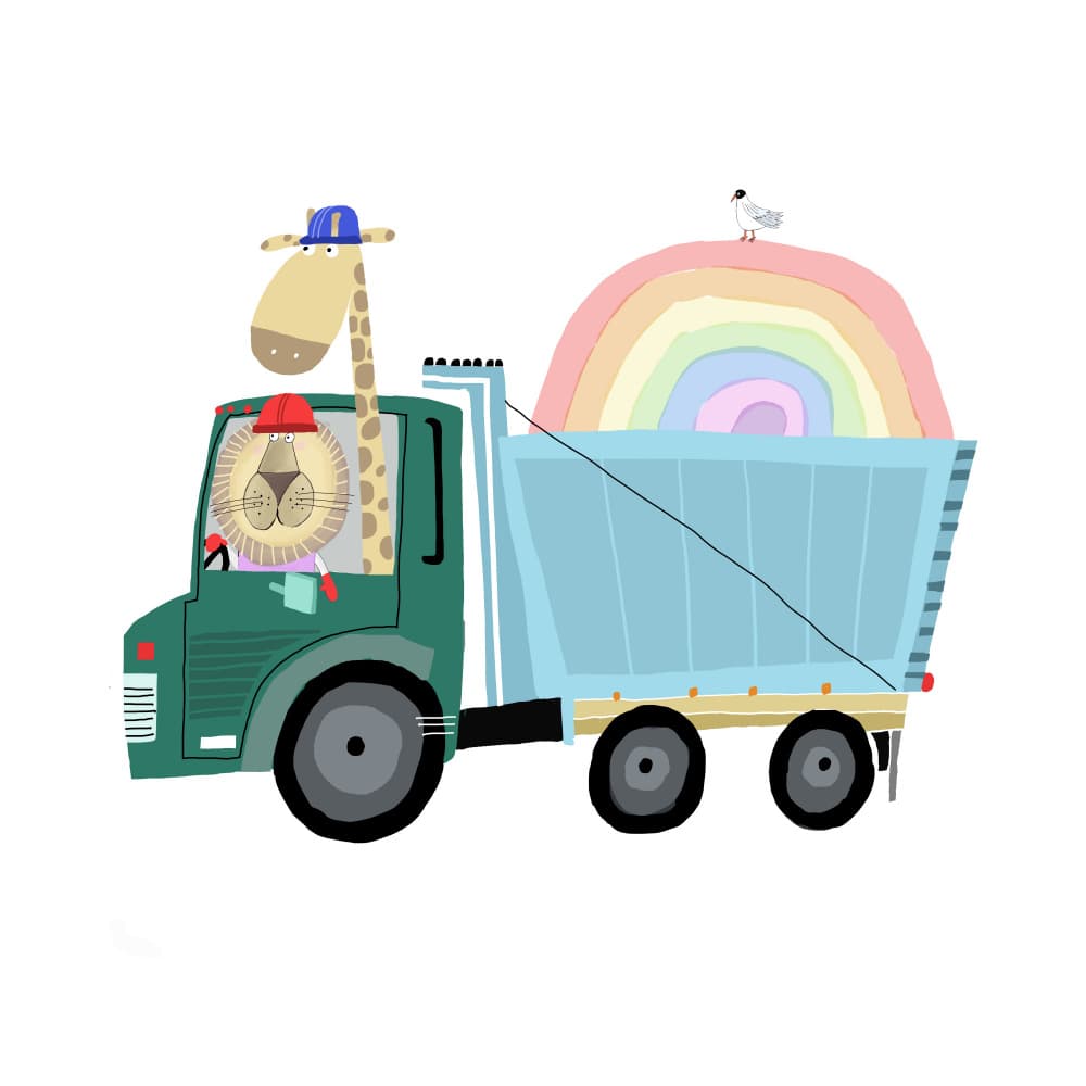 Cute Animals Rainbow Truck by Carla Daly — canvas wall art