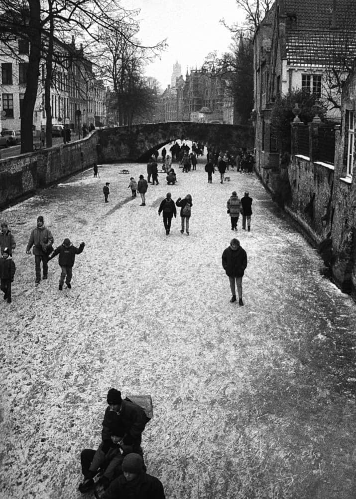 Frozen Bruges Canal by Yvette Depaepe — canvas wall art