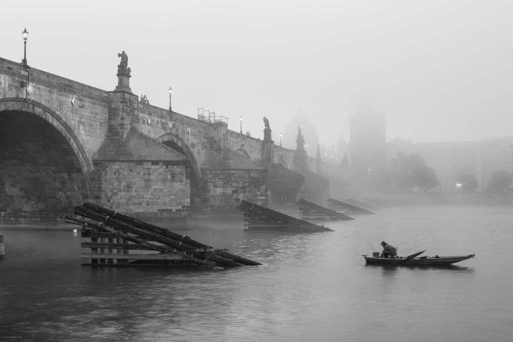 Misty Charles Bridge by Renata Łacina — canvas wall art