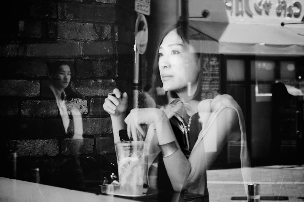 Urban Cafe Reflection by Shinji Isobe — canvas wall art