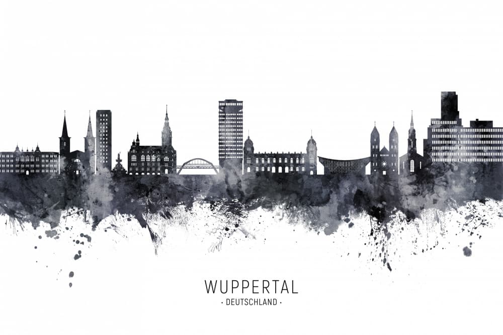 Wuppertal Watercolor Skyline by Michael Tompsett — canvas wall art