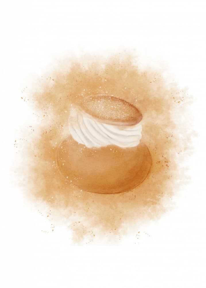 Whipped Cream Semla Bun by Aminah Eleonora — canvas wall art
