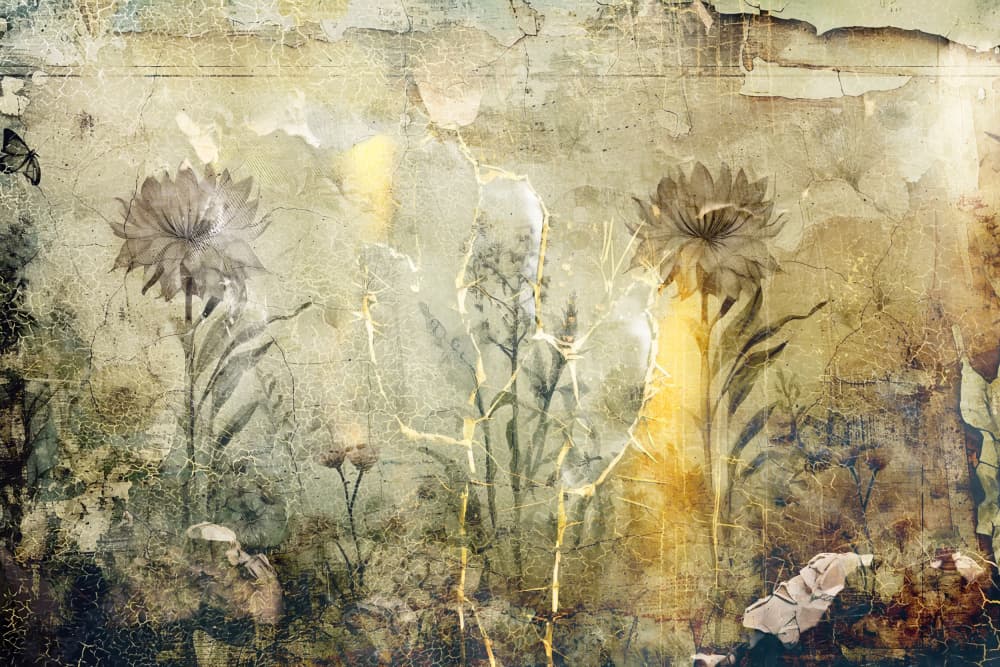 Vintage Distressed Flowers by Rafal Kulik — canvas wall art