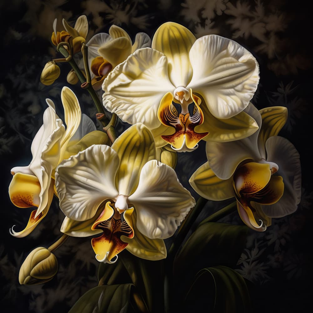 Elegant Yellow Orchids by Bilge Paksoylu — canvas wall art