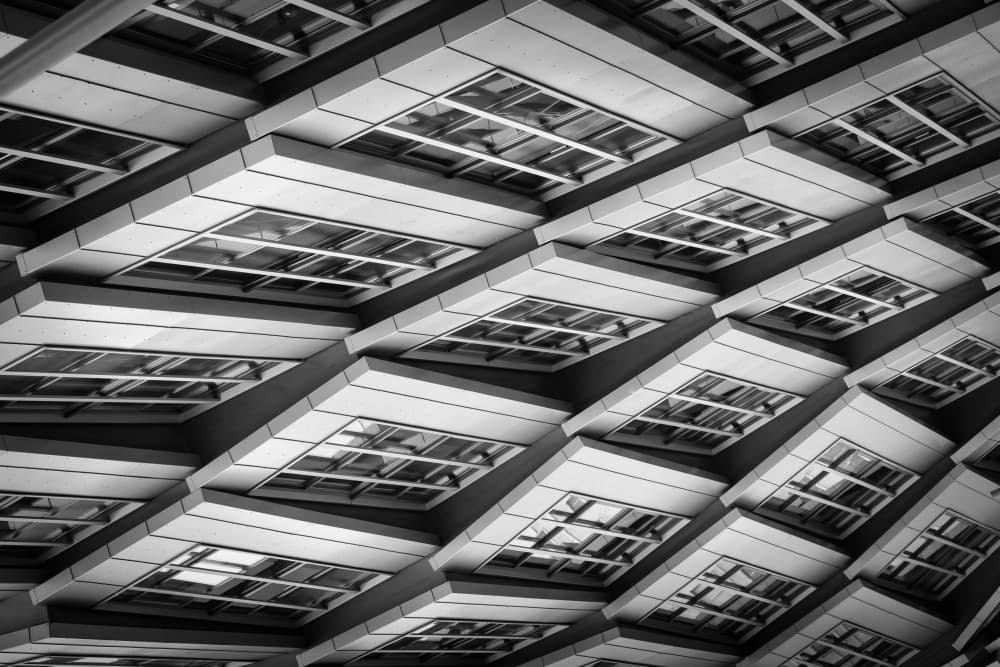 Sleek Geometric Architecture by Peter Pfeiffer — canvas wall art