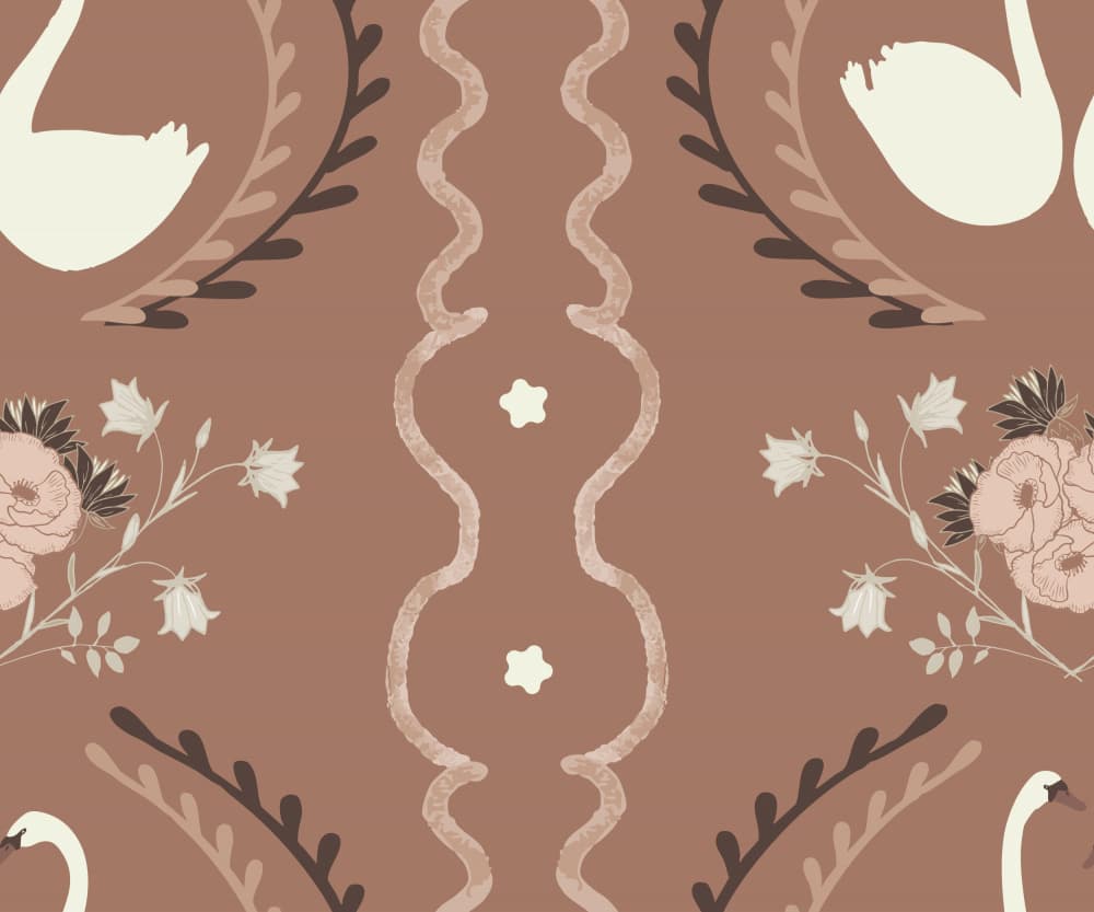 Elegant Swan Botanical Pattern by Aliya Putrus — canvas wall art